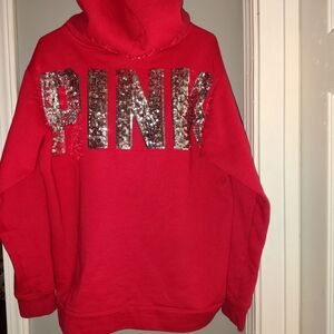 Victoria's Secret Red Hoodie with Silver Sequins